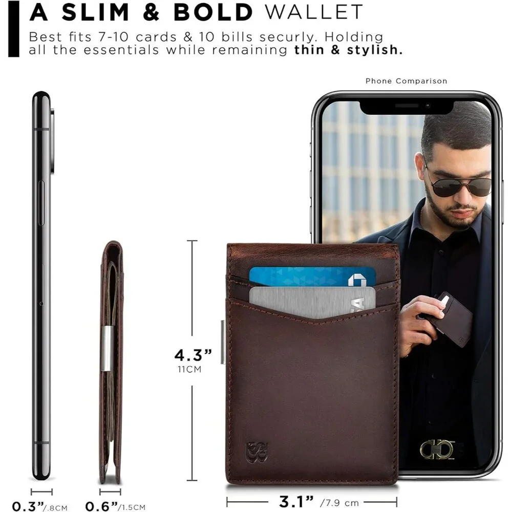 Mens Wallets slim Front Pocket RFID Blocking Card Holder Minimalist Mini